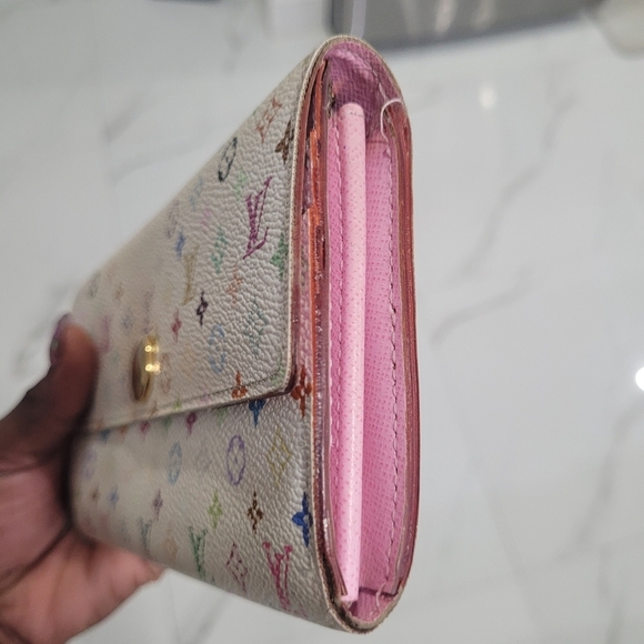 🌈🔹️LOUIS VUITTON🔹️ Murakami  white multi long  Sarah wallet ( preowned) - Picture 6 of 14